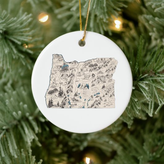 Antiek overzicht van de  kaart van het Afbeelding  Keramisch Ornament (Boom)