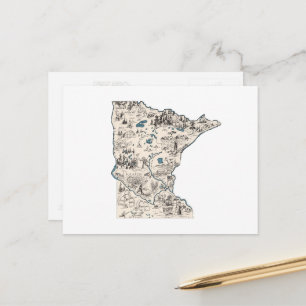 Antiek overzicht van de staat van de Afbeelding Briefkaart