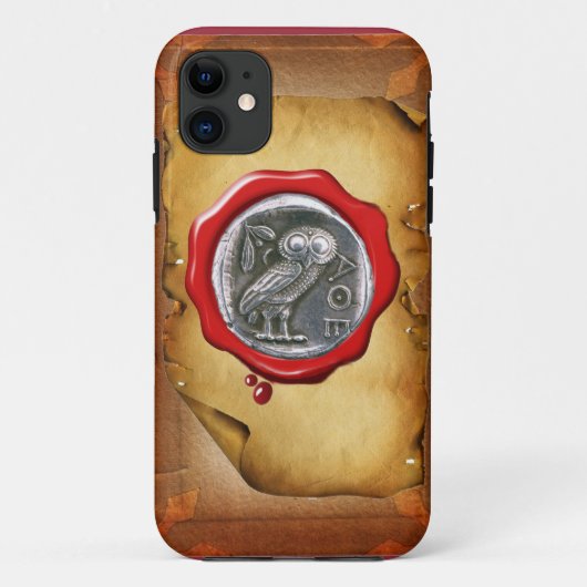 ANTIEK OWL SILVER RED WAX SEAL parchment Case-Mate iPhone Case (Achterkant)