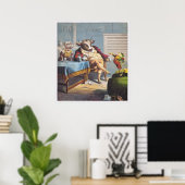 Antiek Ox Dog en Kikker afdrukken Poster (Thuiskantoor)