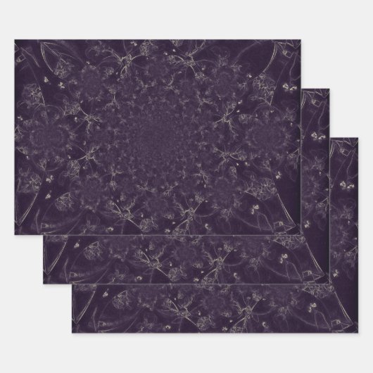 Antiek Paars Abstract Elegant Decoupage Inpakpapier Vel (Set)