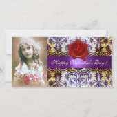 ANTIEK PAARS DAMASK RED WAX SEAL Monogram Feestdagenkaart (Voorkant)