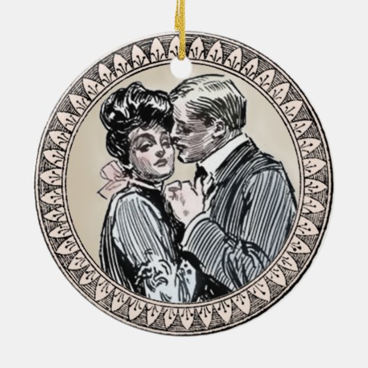 Antiek paarse Romance bruiloft  liefde Keramisch Ornament (Achterkant)