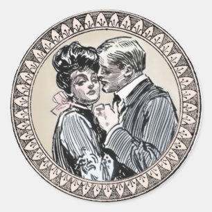 Antiek paarse Romance bruiloft  liefde Ronde Sticker