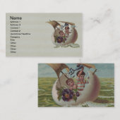 Antiek Paas Kaart Zeileieren Kinderen Visitekaartje (Voorkant / Achterkant)