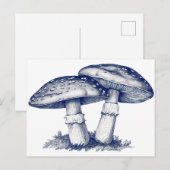 Antiek paddenstoel tekening briefkaart (Voorkant / Achterkant)
