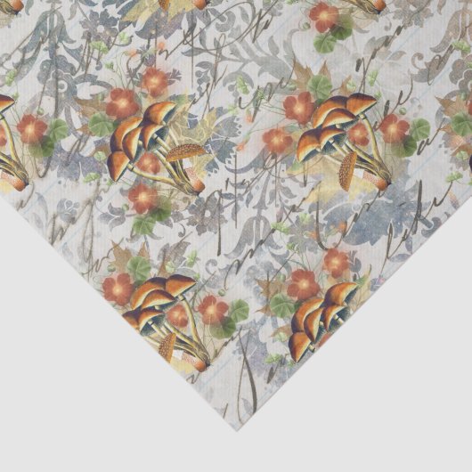 Antiek paddenstoelengroepdepapier tissuepapier (Detail)