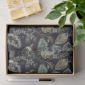 Antiek Paisley-bloemen zwart achtergrondpatroon Tissuepapier (Geschenk)