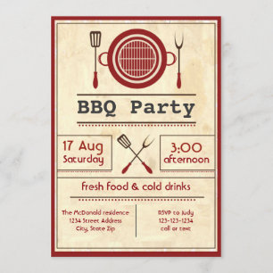 Antiek papier BBQ - Uitnodiging