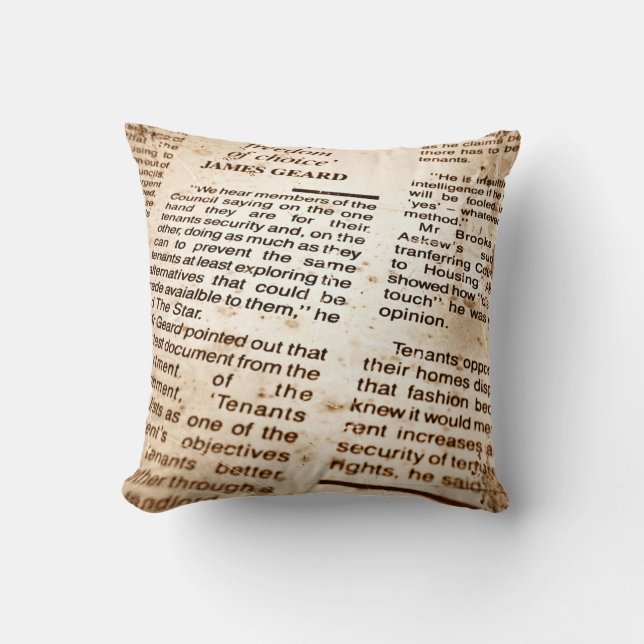  Antiek papierclippings Kussen (Voorkant)