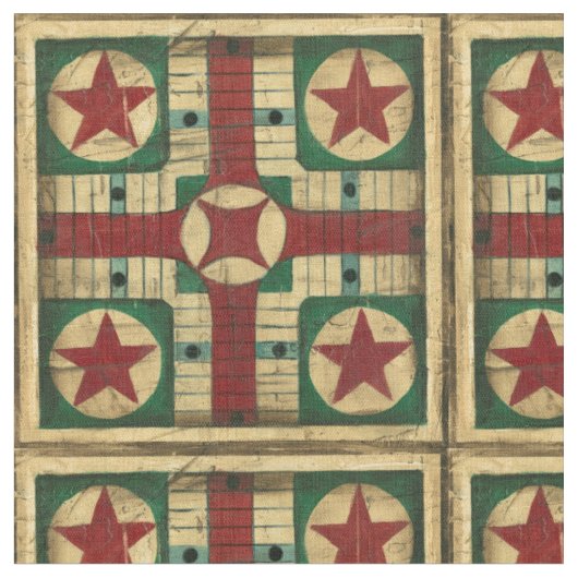 Antiek Parcheesi Game Board van Ethan Harper Stof (Close Up)
