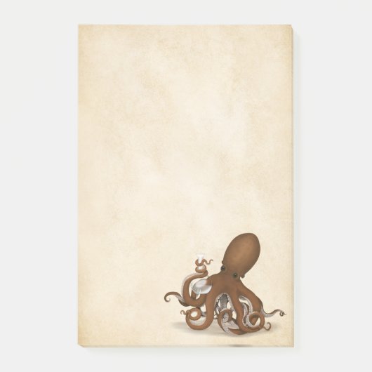 Antiek Parchment Chemistry Octopus Steampunk Post-it® Notes (Voorkant)