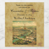  Antiek Parijs Druk op Distress BG Wijn Etiket (Enkel label)