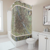 Antiek Paris Map 1657 Seine River Frankrijk Douchegordijn (In situ)