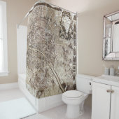 Antiek Paris Map 1728 Architecture Frankrijk Douchegordijn (In situ)