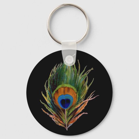 Antiek Peacock Feather Sleutelhanger (Voorkant)