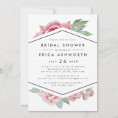 Antiek Peony Bridal Shower | wit Kaart (Voorkant)