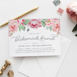 Antiek Peony Bridesmaids Brunch Uitnodiging