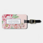 Antiek Peony Gepersonaliseerd Bagagelabel (Voorkant horizontaal)