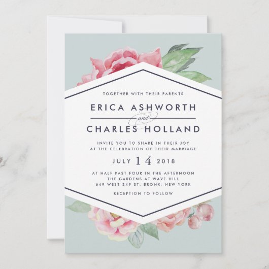 Antiek Peony | Uitnodiging tot weduwen en weddensc (Voorkant)