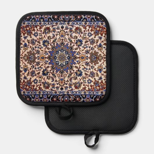 Antiek Perzisch Patroon, blauw oostertapijt Pannenlap (Voorkant / Achterkant)