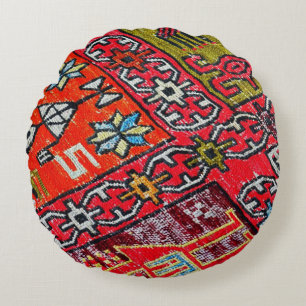 Antiek Perzisch, Patroon, tapijt Rond Kussen