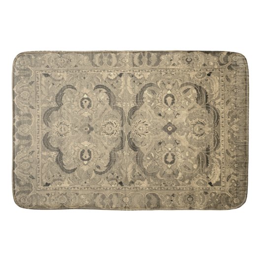 Antiek Perzisch tapijt bruin beige baardmat Badmat (Voorkant)