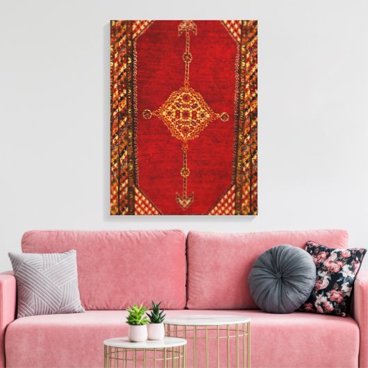 Antiek Perzisch tapijt - vetgedrukt patroon Canvas Afdruk (Insitu (Woonkamer))