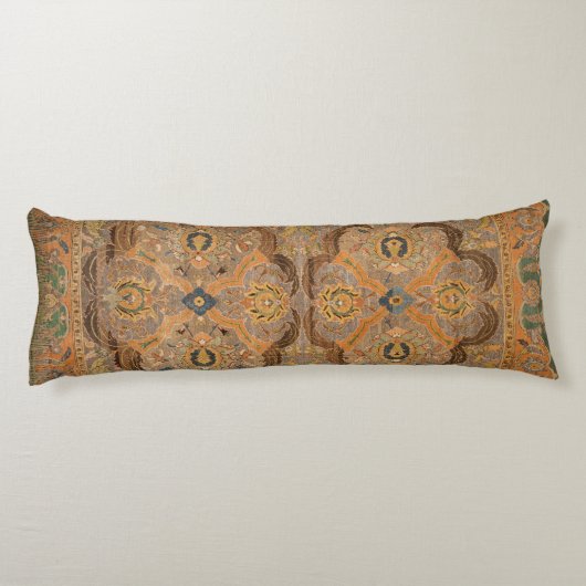 Antiek Perzisch tapijtbruin Sinaasappel Lichaamskussen (Achterkant)