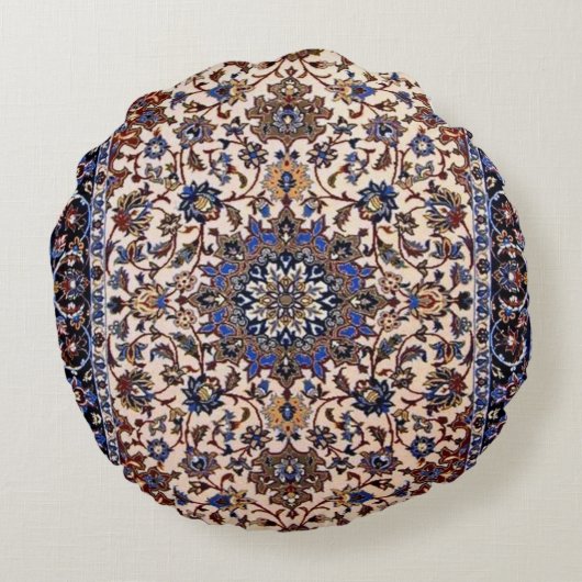 Antiek Perzisch Turks blauw-oostertapijt Rond Kussen (Achterkant)