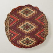 Antiek Perzisch Turks oostertapijt Rond Kussen (Achterkant)