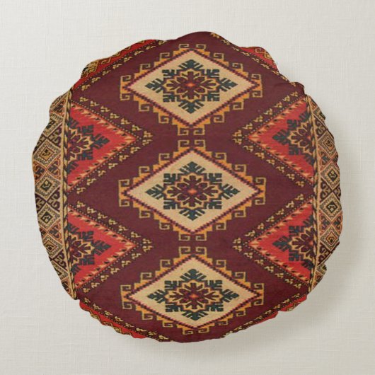 Antiek Perzisch Turks oostertapijt Rond Kussen (Achterkant)