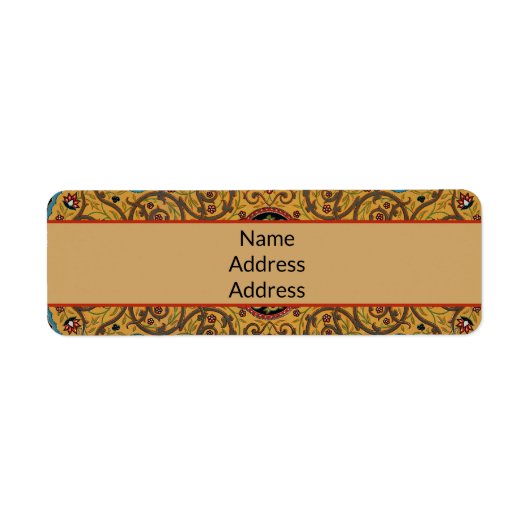 Antiek Perzische tapijt elegant ontwerp Etiket (Voorkant)