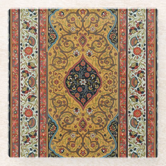 Antiek Perzische tapijt elegant ontwerp Glazen Onderzetter (Voorkant)