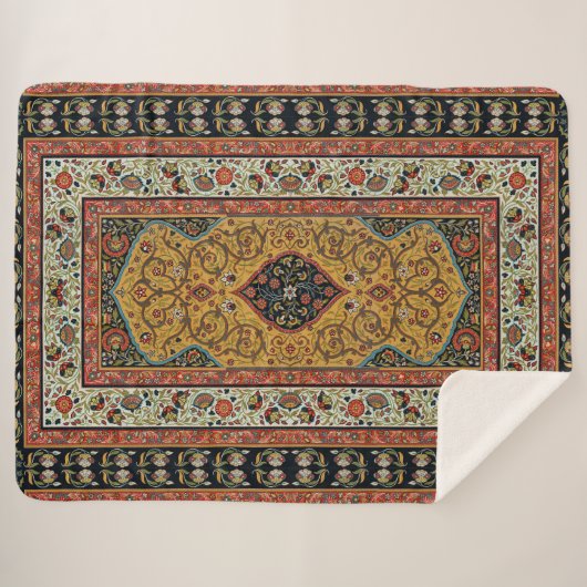 Antiek Perzische tapijt elegant ontwerp Sherpa Deken (Voorkant (horizontaal))