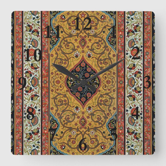 Antiek Perzische tapijt elegant ontwerp Vierkante Klok (Voorkant)