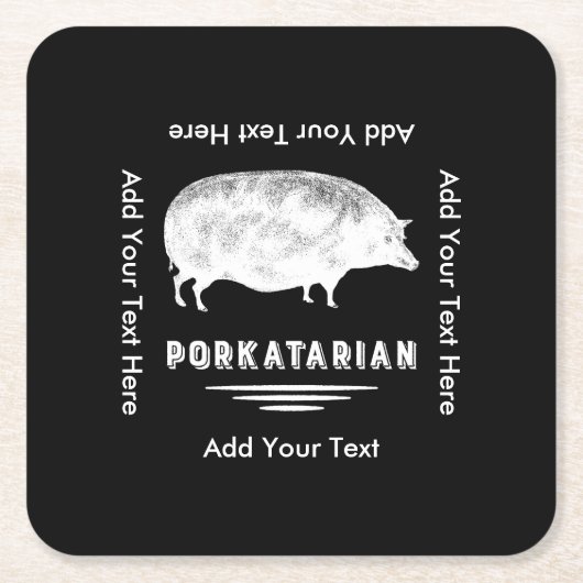 Antiek Pig Bacon Lover Porkatarian Funny Vierkante Kartonnen Onderzetter (Voorkant)