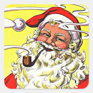 Antiek pijp roken heet Santa Christmas Vakantie Vierkante Sticker