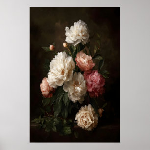 Antiek Pioenboeket Vintage Bloemstuk Muurkunst Poster
