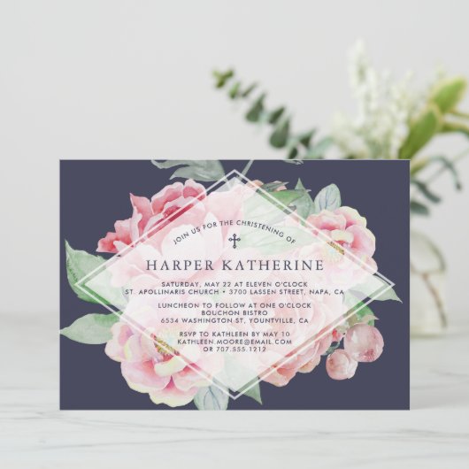 Antiek Pioendoop of doopuitnodiging Kaart (Staand voorkant)