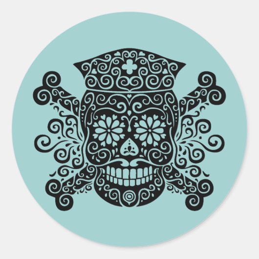 Antiek Pirate Nurse Ronde Sticker (Voorkant)