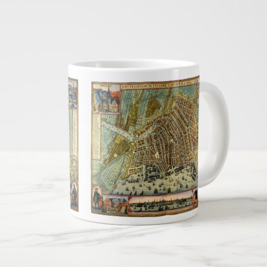 Antiek plattegrond van Amsterdam, Nederland Jumbo Mok (Voorkant rechts)