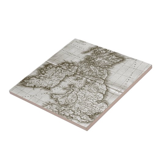 Antiek plattegrond van bruin en trivet tegeltje (Zijkant)