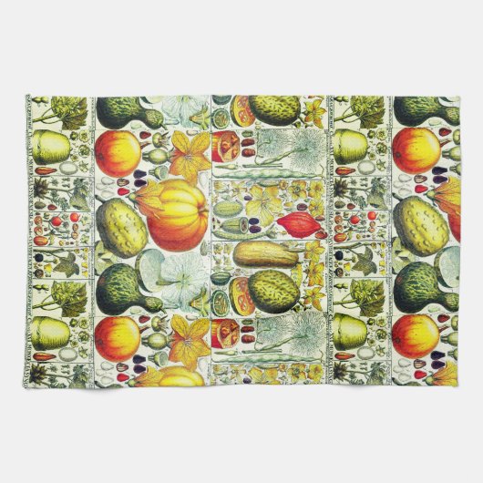 Antiek pompoen en pompoenen botanische afdruk theedoek (Horizontaal)