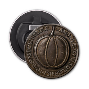 Antiek pompoenmunt button flesopener