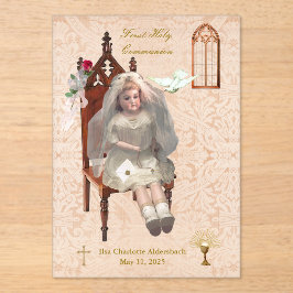 Antiek pop Eerste Communie Acryl Keepsake Acryl Uitnodigingen