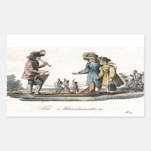 Antiek poppenkinderen Show Dans Rechthoekige Sticker