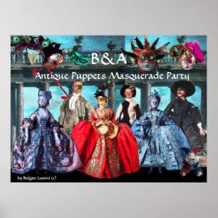 ANTIEK POPPETS MASQUERADE COSTUME PARTY MONOGRAM POSTER