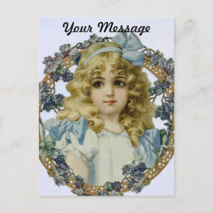 Antiek Portret van Klein Meisje Kind Schoon Briefkaart