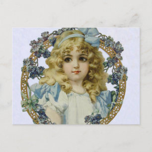 Antiek Portret van Klein Meisje Kind Sieraad Briefkaart